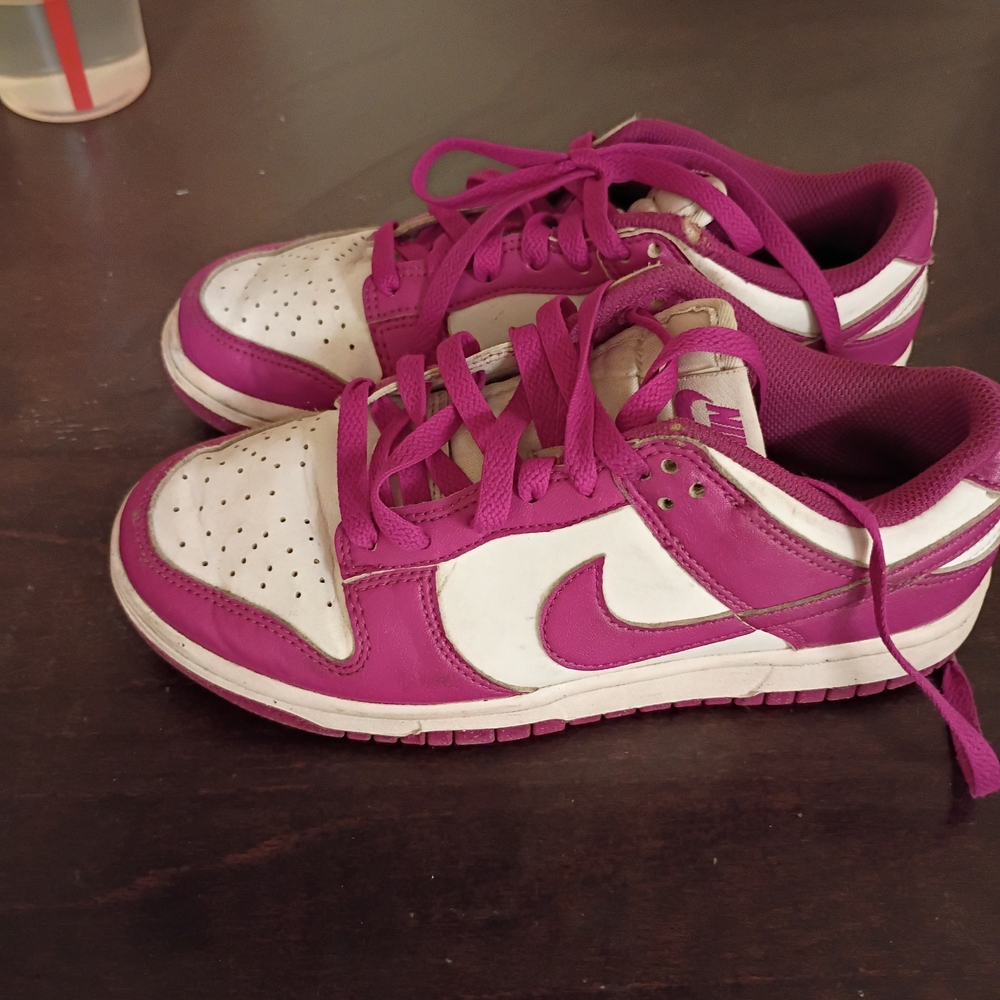 Nike Dunk Low-Style Sneakers in White & Magenta